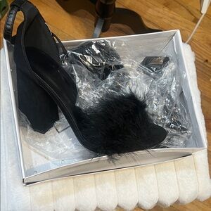 SHEIN Elegant Black Feathered Women's Heels size 39